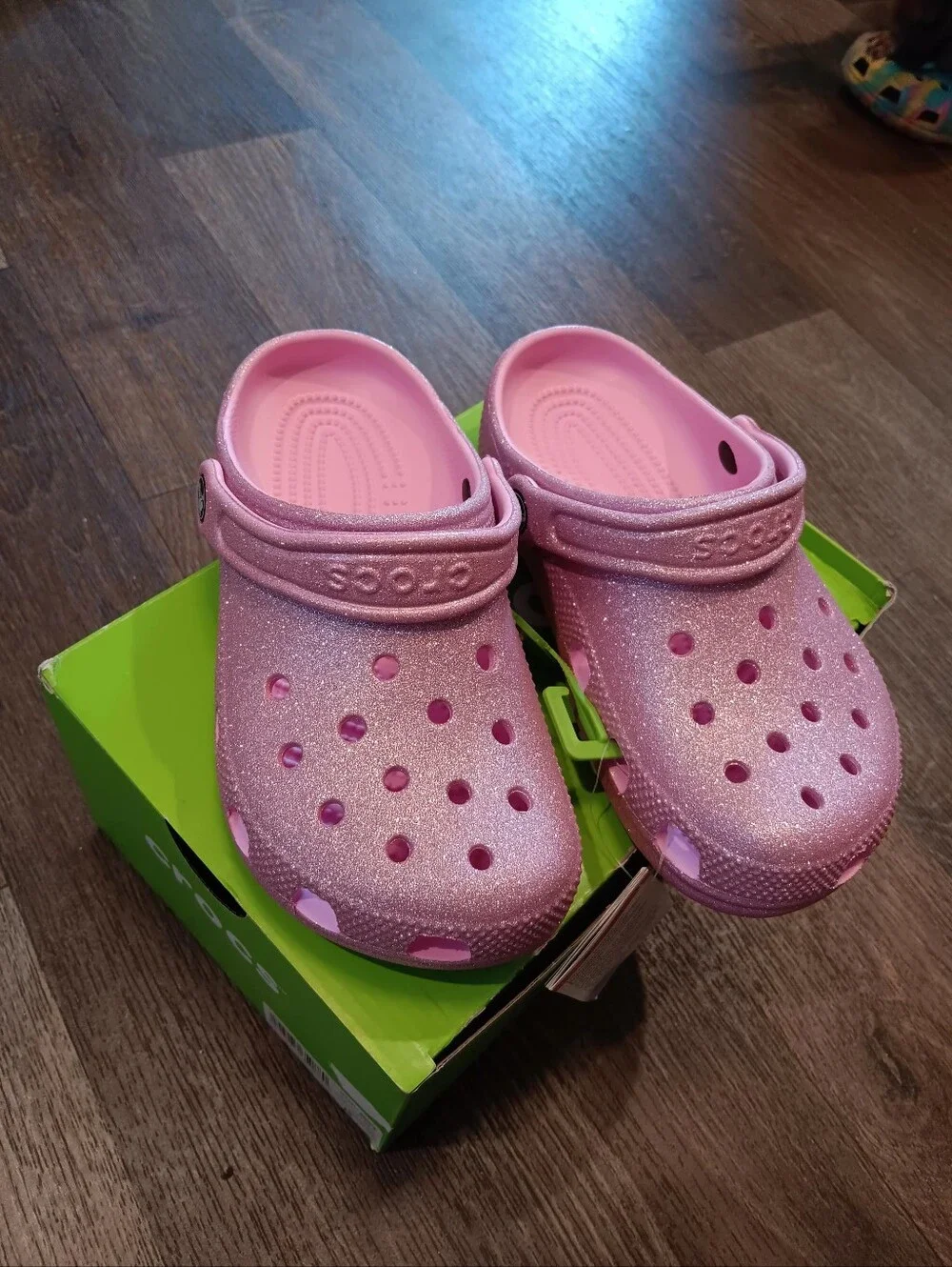Crocs Kids' Glitter Clog - Pink Sz J3